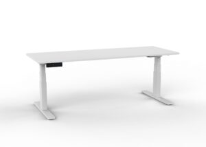 Electric Height Adjustable custom standup office Desk with White Frame from Zealand made in New Zealand sold on line from Skara NZ