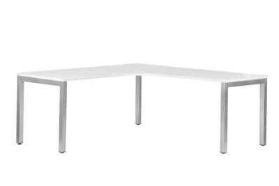 Zealand quattro white corner workstation table desk with grey sliver legs available to buy on line from skara