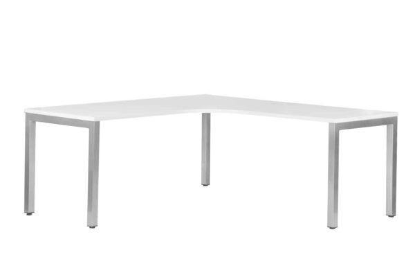 Zealand quattro white corner workstation table desk with grey sliver legs available to buy on line from skara