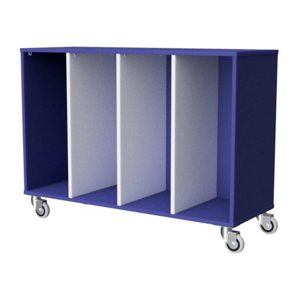 Mobile Tote Tray Unit 4 Bay Blue White 30008 BW Online Furniture NZ