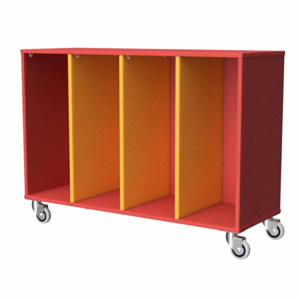 Mobile Tote Tray Unit 4 Bay Red Yellow 30008 RY Online Furniture NZ