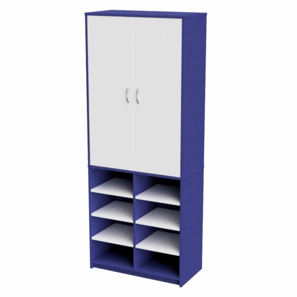 Teachers Wall Storage Unit White & Blue