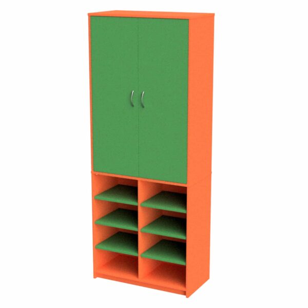 Teachers Wall Unit Open Base 800 Orange Green Online Furniture NZ