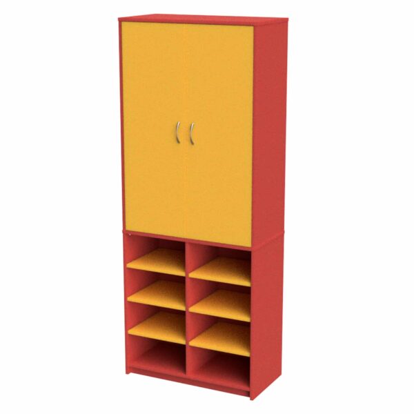 Teachers Wall Unit Open Base 800 Red Yellow Online Furniture NZ