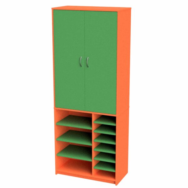 Teachers Wall Unit Tote 800 Orange Green Online Furniture NZ