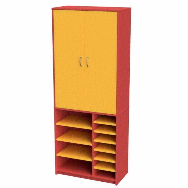 Teachers Wall Unit Tote 800 Red Yellow Online Furniture NZ