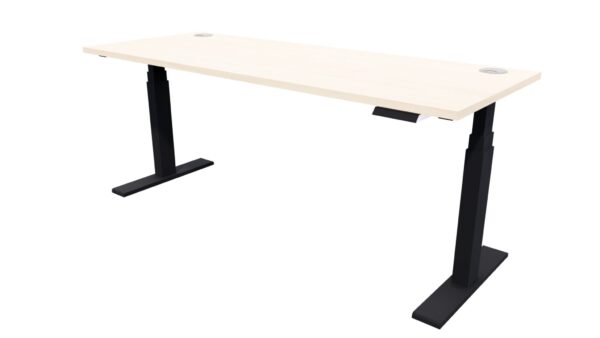 Electric Standing Desk Black Frame Aged Ash