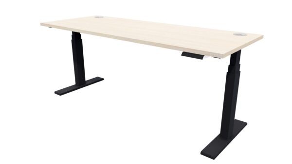 Electric Standing Desk Black Frame Seasoned Oak