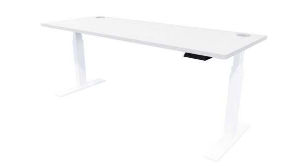 Zealand Electric Height Adj Desk White Frame - Silver Haze