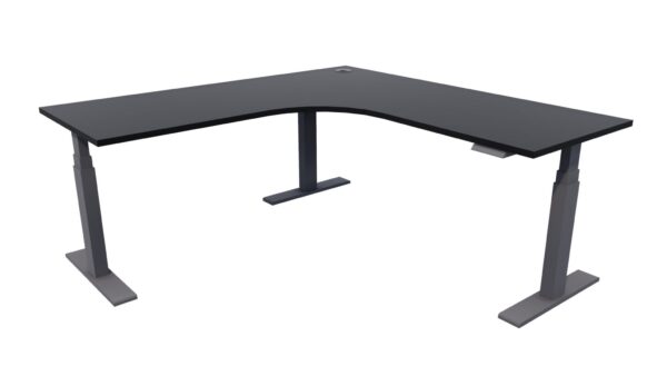 Electric Standing Corner Desk Black Frame Black Top