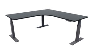 Electric Standing Corner Desk Black Frame Carbon