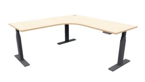 Electric Standing Corner Desk Black Frame Premium Ply