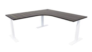 Electric Standing Desk White Frame Dark Oak Top