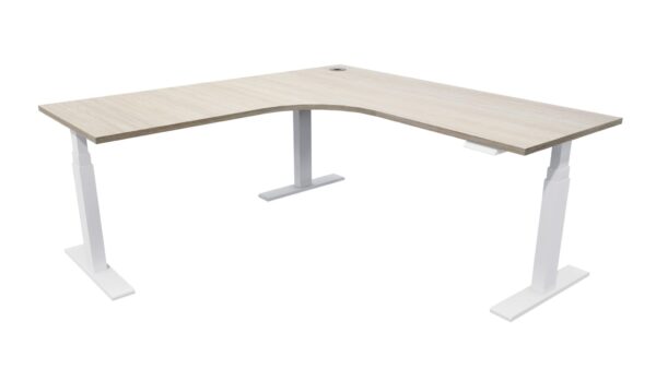 Electric Standing Desk White Frame Seasoned Oak