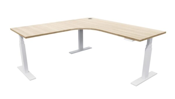 Electric Standing Desk White Frame Sublime Teak