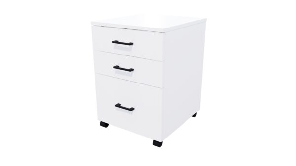 Mobile 3 Drawer with Black Handles White scaled Online Furniture NZ