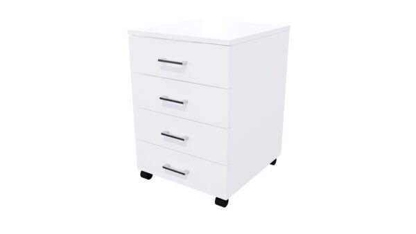 Mobile 4 Drawer Locking White SKU Code 10020 03 scaled Online Furniture NZ